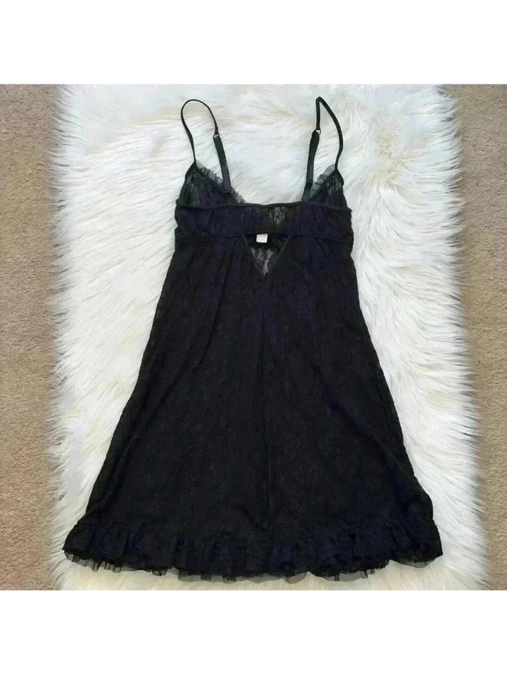 Inner Secrets Lingerie Y2K Gothic Lace Babydoll Ruffle Hem Medium - Picture 7 of 9